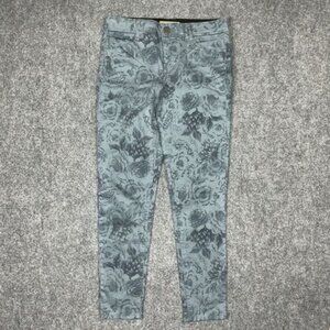 Democracy Pants Womens Size 6 Blue Denim Floral Skinny 90's Ankle